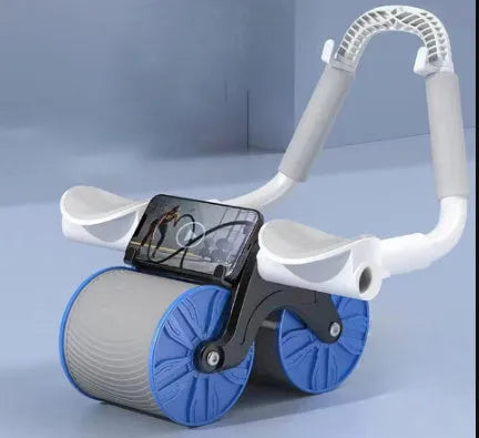 Automatic rebound abdominal exercise wheel with 10cm wide wheel and included lock edge yoga mat for core workouts