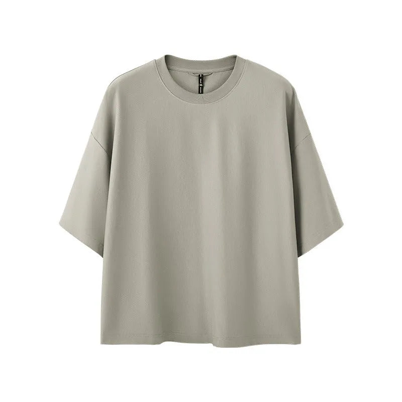 Men's sand grey loose fit short sleeve T-shirt with regular sleeves