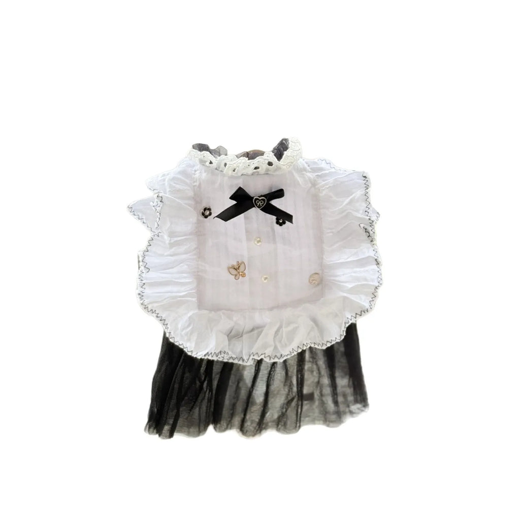 White polyester princess-style gauze skirt for small dogs shown on mannequin