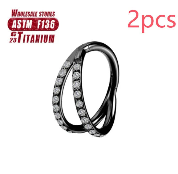 Titanium alloy nose ring body piercing jewellery with diamond cut treatment in silver, gold, black, rose gold or colourful finish.