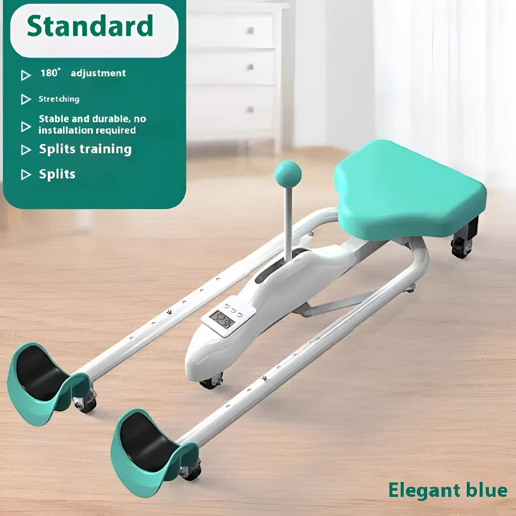Steel frame leg opener with foam padding, shown in elegant blue colour with optional backrest.