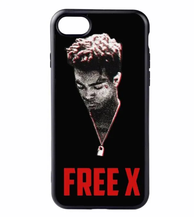 Half-wrapped transparent iPhone case with XXTentacion artwork design showing matte finish texture