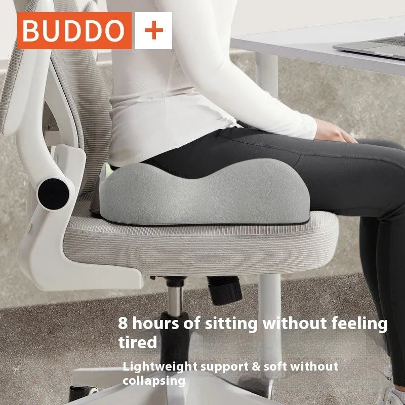 Memory foam seat cushion with waist rest for office sitting in grey green colour option
