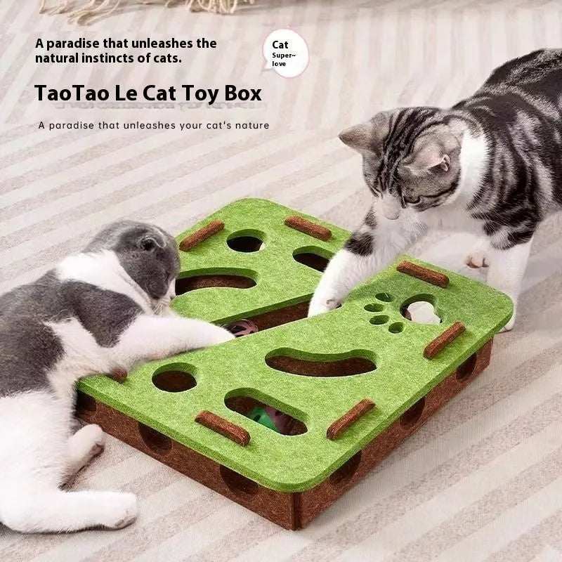 Square felt cat scratching board with holes for self-grooming in three colour options