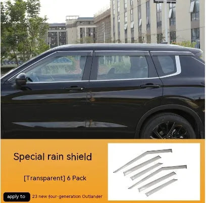 2023 Mitsubishi Outlander black and translucent window deflectors installed on vehicle exterior