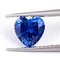 Royal blue synthetic gemstone showing heart, round, and pear cut shapes for jewellery making