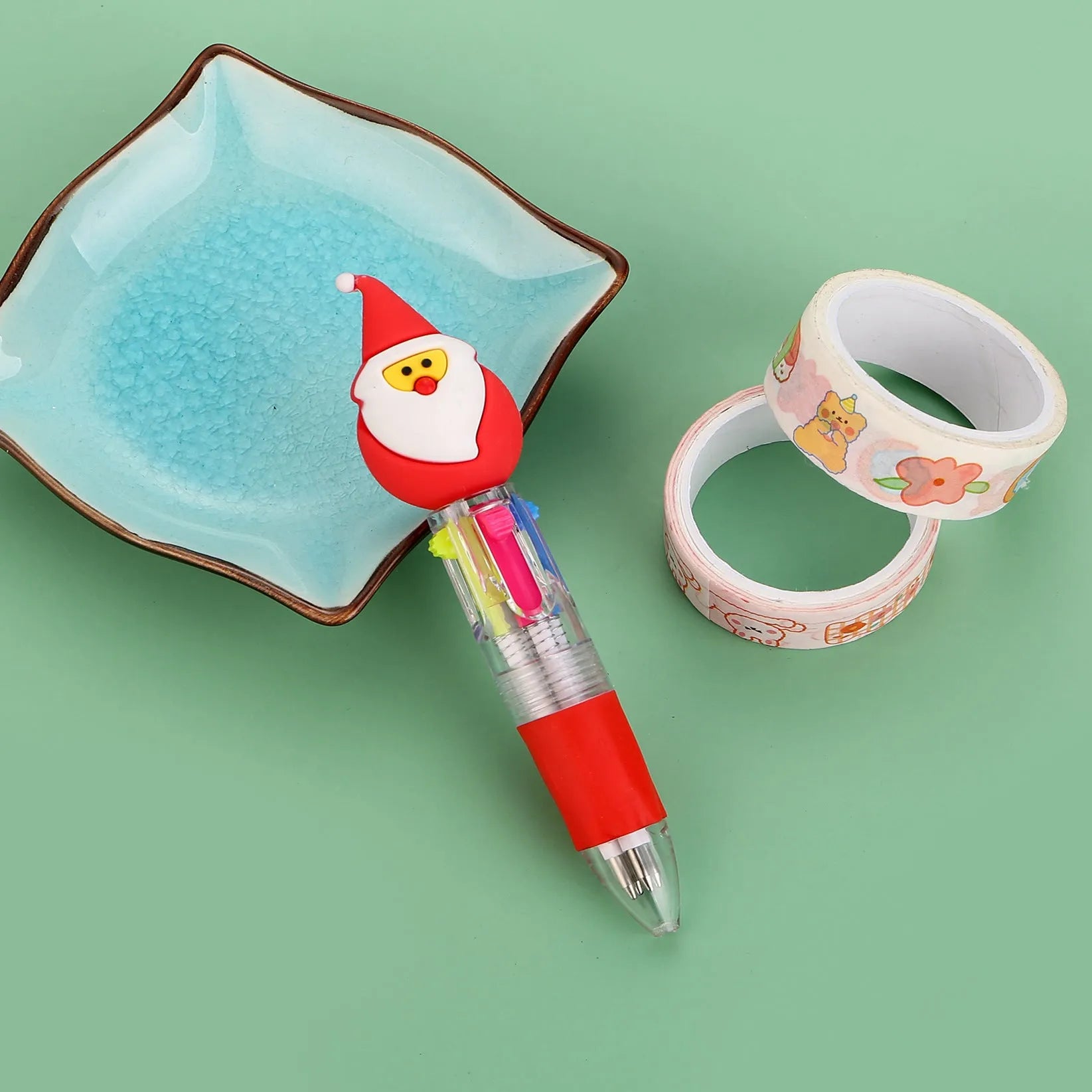 Christmas four-colour press ballpoint pen showing 11cm length with festive designs