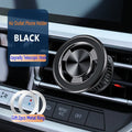 Silver and black air vent magnetic car phone holder with snap-on clip and magnetic plate