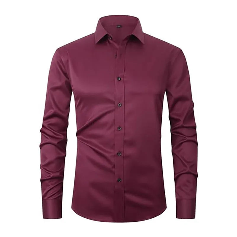 Men's long sleeve stretch work shirt in polyester, shown in a colour from the range of fifteen options.