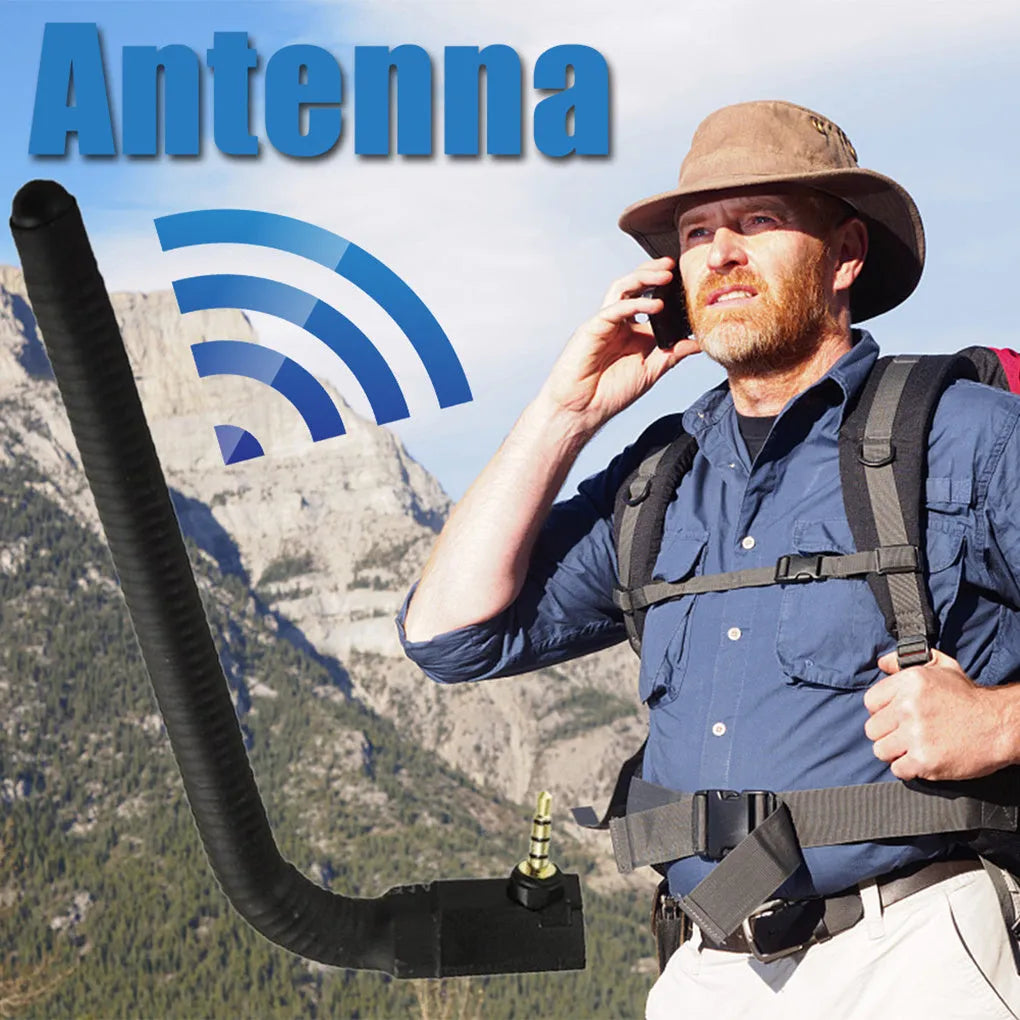 Compact rectangular mobile phone signal booster antenna with an adsorption mount on the back.