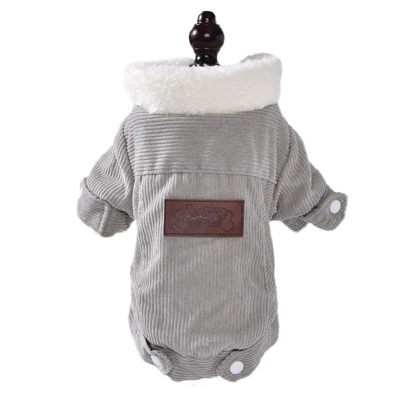 Lambswool dog vest with wool lining in grey or pink, fleece padded for autumn and winter warmth