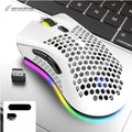 BM600 hollow out design wireless gaming mouse with luminous charging in black, cyan, and white colour options.
