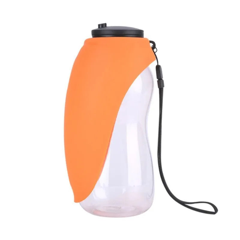 Sky blue portable pet water bottle with drinking bowl and key lock for dogs and cats