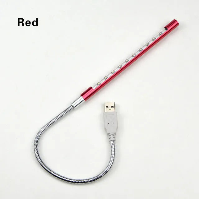 Aluminium alloy USB spiral LED night light with flexible 420mm neck in metallic colours