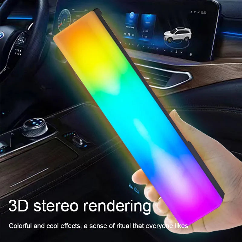 3D RGB tabletop lamp with voice-activated rhythm lighting in black or white shell, 5.2x4.5x24.5cm dimensions