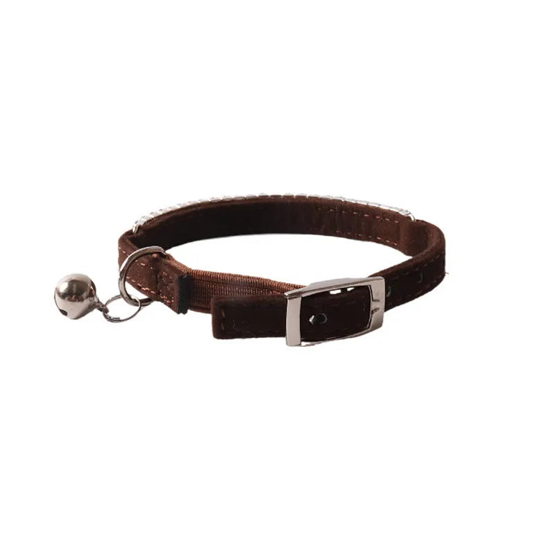 Soft flocking cat collar with elastic buckle in six colour options