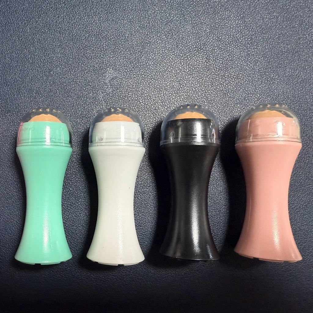 Portable volcanic stone facial roller for oily skin control in choice of colours