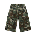 Men's camouflage cotton wide leg loose fit jeans with a large pocket and cropped length