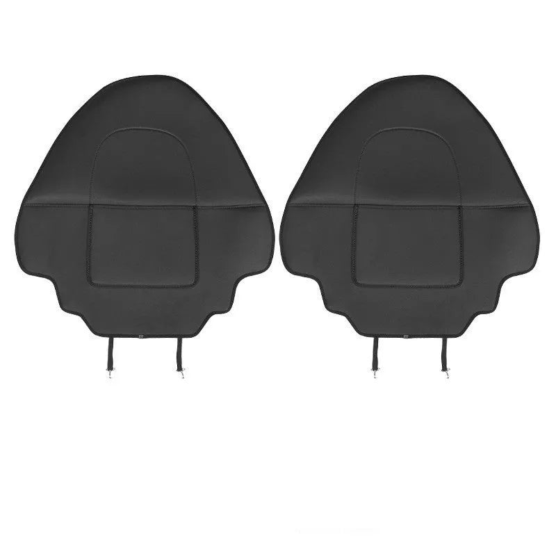 Black leather motorcycle rear anti kick pad with single pocket, dimensions 68cm by 42cm