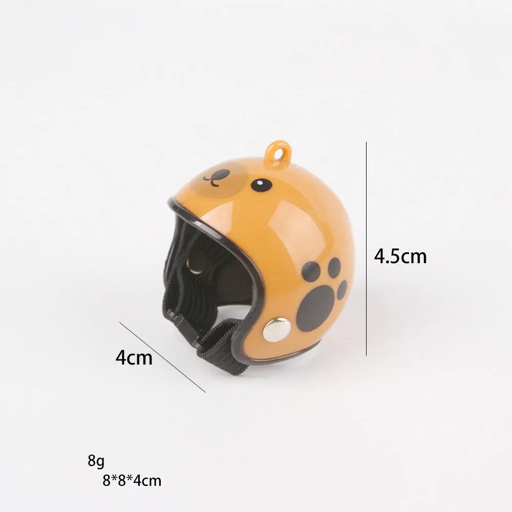 Adjustable pet helmet for small chickens and birds with elastic bands and costume designs