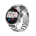 Smart watch with health monitoring display showing heart rate and activity data