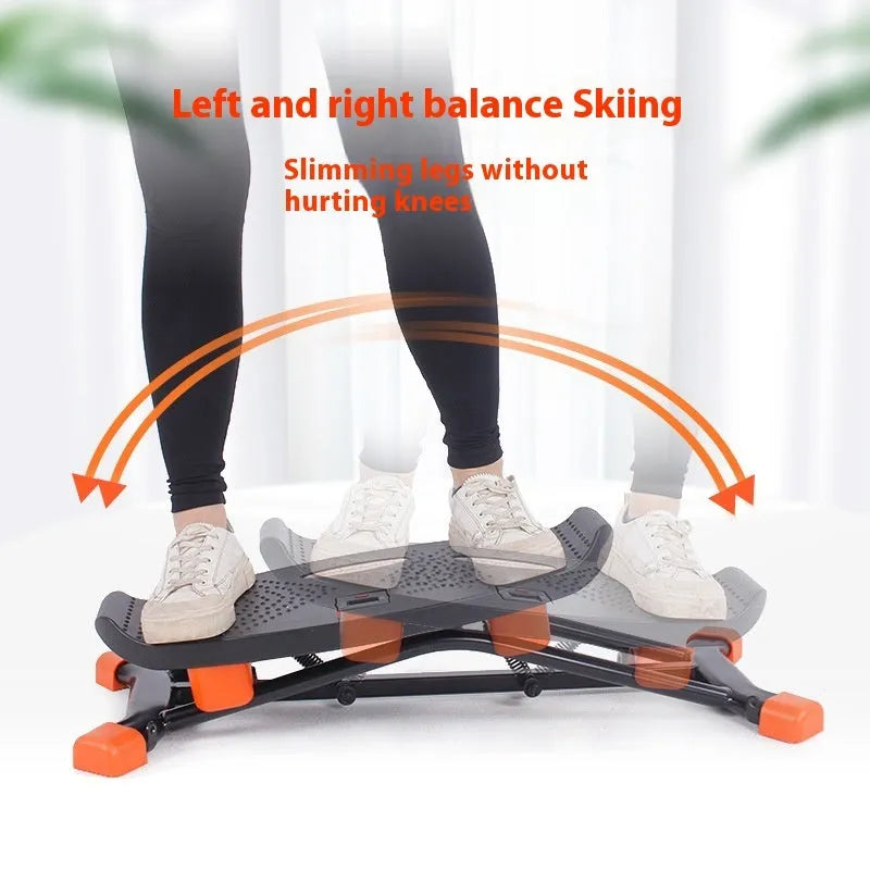 Black mini fitness skiing machine with elastic hand straps on compact 77cm frame