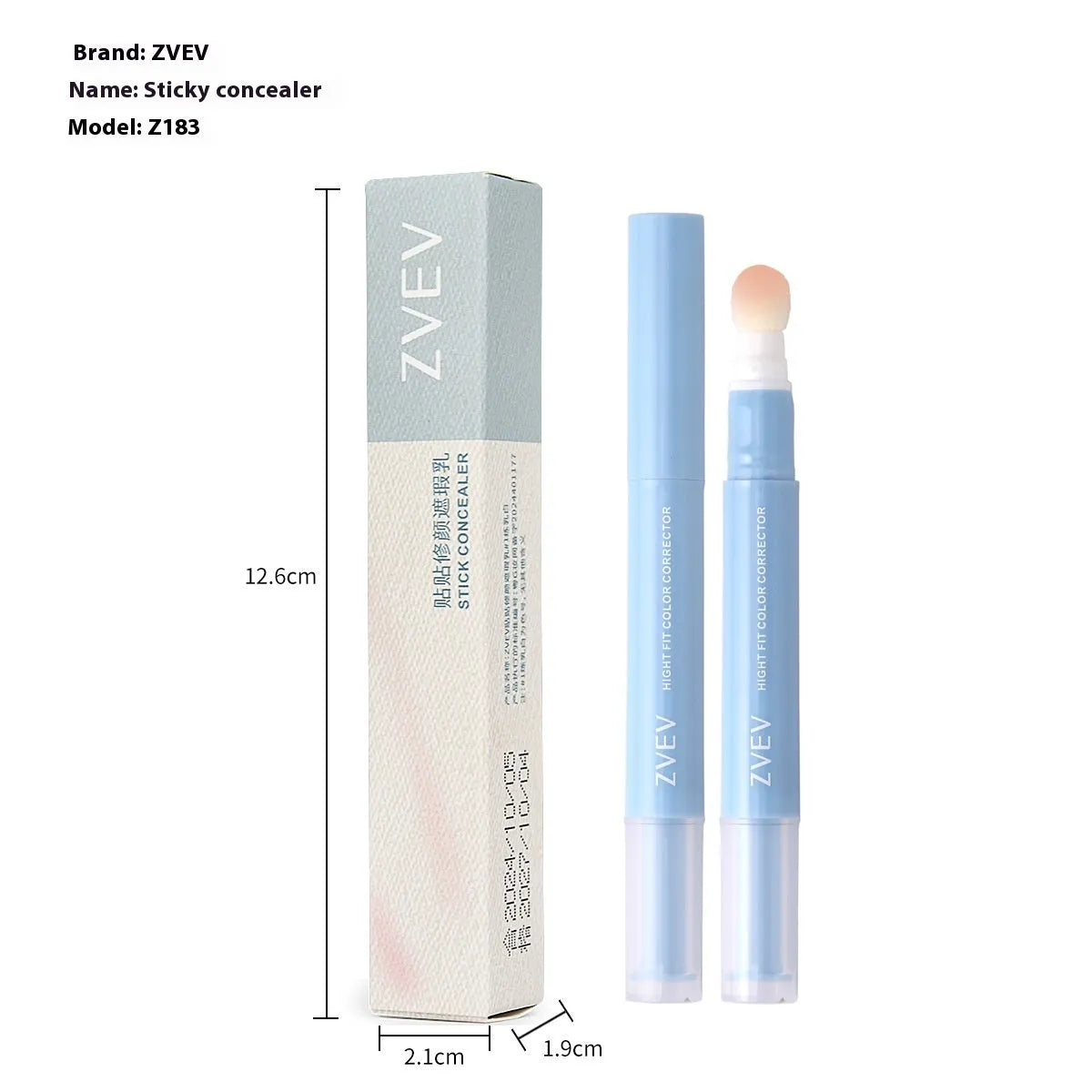 Sponge brush head concealer pen for clothing with three colour correction shade options