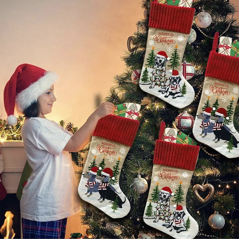 Cloth fireplace Christmas tree pendant decoration measuring 46 by 28cm in pastoral American style