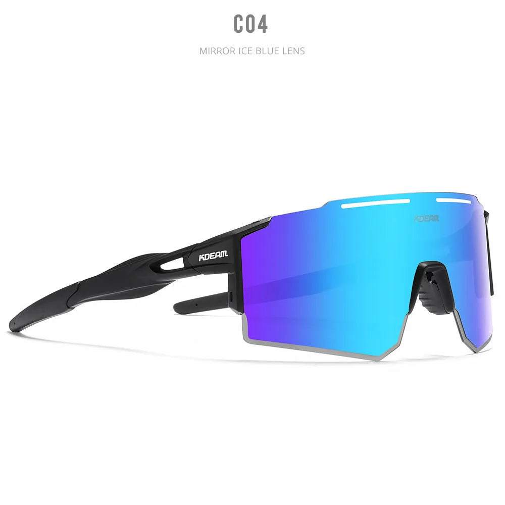 Polarized cycling sunglasses with TR90 frameless sports design in athletic colours