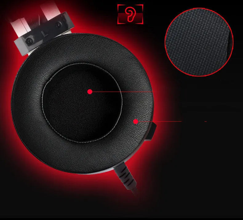 Black wired computer gaming headset with a 3.5mm connector on a 2-metre cable.