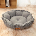Reversible grey and green donut cat bed with raised rim in three sizes