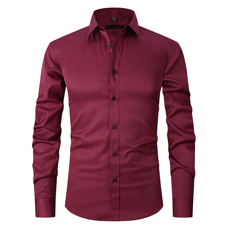 Men's long sleeve stretch work shirt in polyester, shown in a colour from the range of fifteen options.