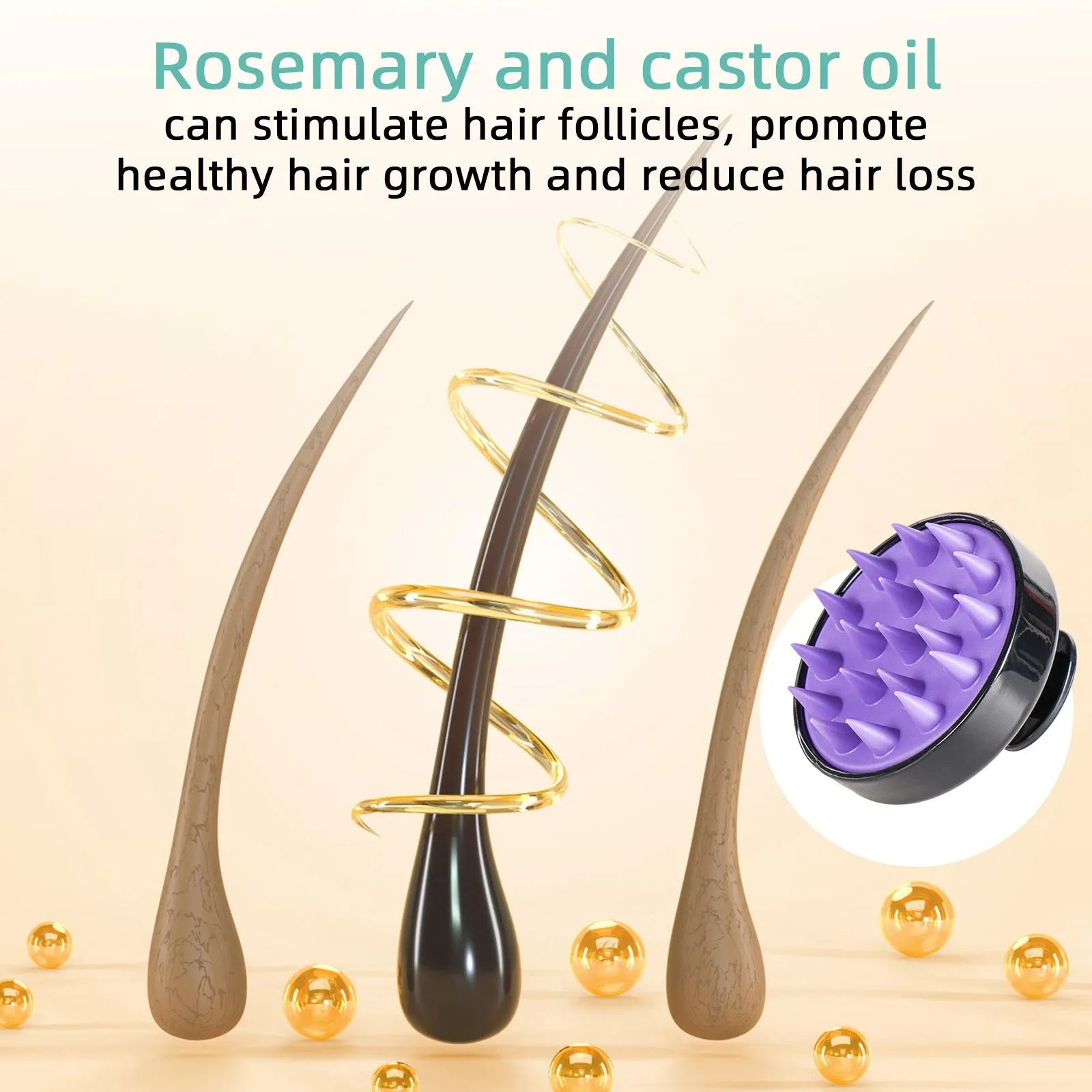 118ml bright yellow hair treatment oil with massage brush for dense long hair care