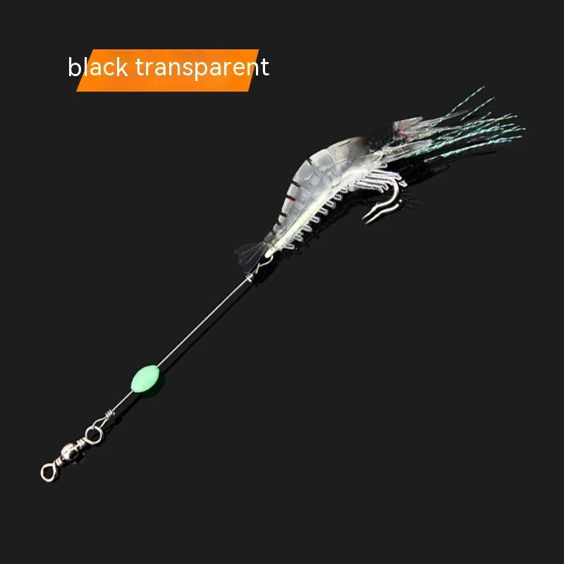 Luer soft fishing lure with integrated hook in six colour variations including black head yellow body and luminous options