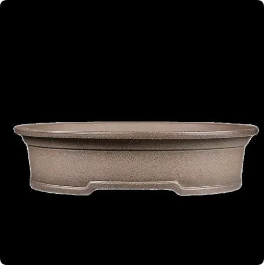 Handmade antique oval bonsai flower pot in purple sand ceramic showing 25X21X6.3CM dimensions