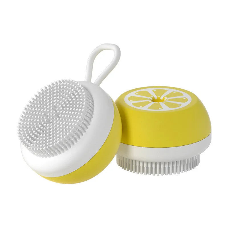 Pet bath brush with soft silicone bristles and 3D massage head for dog and cat washing