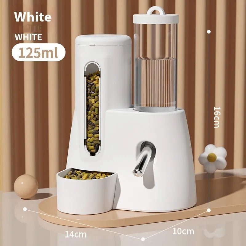 Hamster automatic drinking water feeder and food basin in blue, pink or white colours