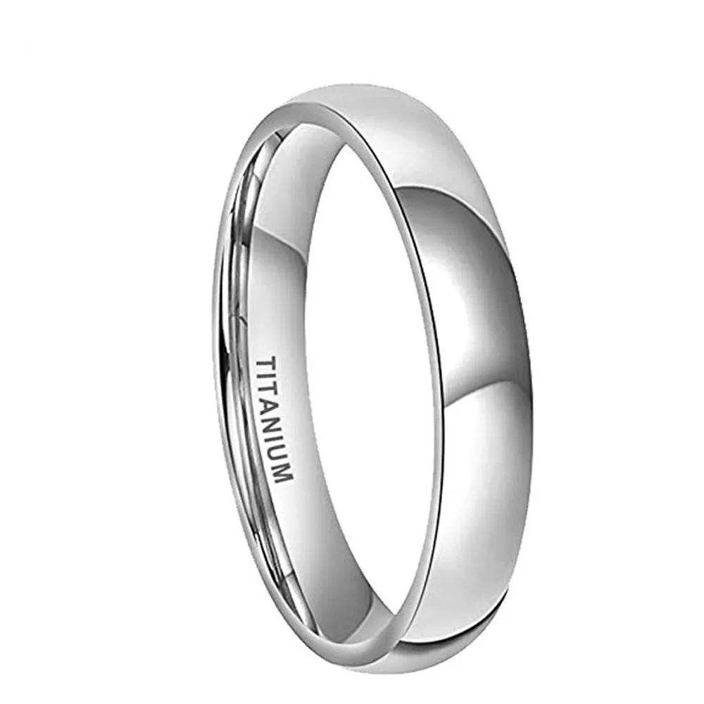 Titanium steel ring in silver colour showing 2mm, 4mm, 6mm, and 8mm width options
