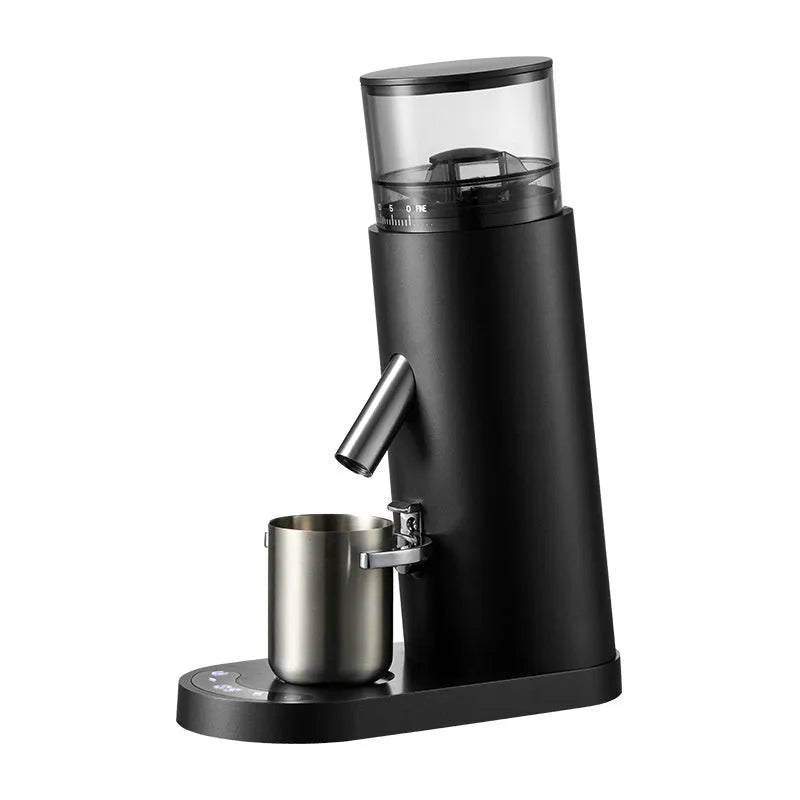 Portable electric coffee grinder machine in retro style with stainless steel 0.5L reservoir.