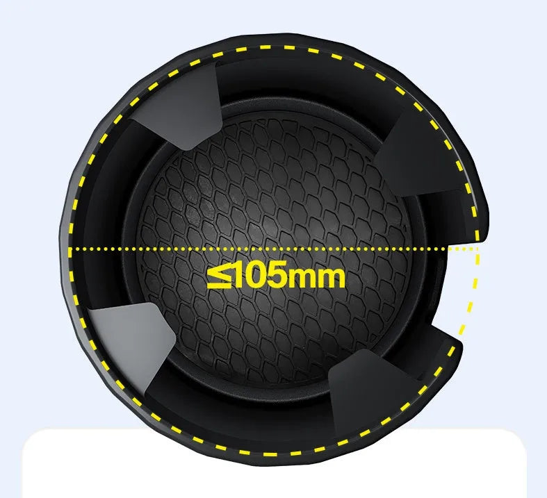 Matte black adjustable car cup holder expander for oversized water bottles and travel cups.