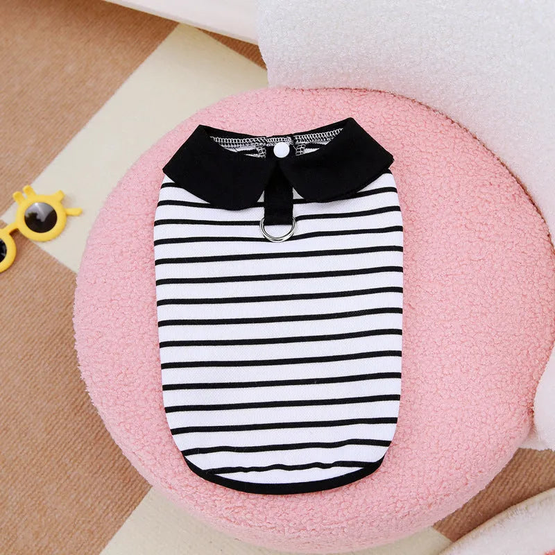 Striped cotton T-shirt and skirt set for pets in summer colours