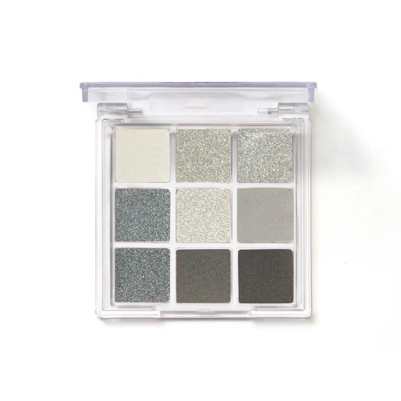 CZ0069 nine-colour smoked eyeshadow palette showing white silver black iron grey shades