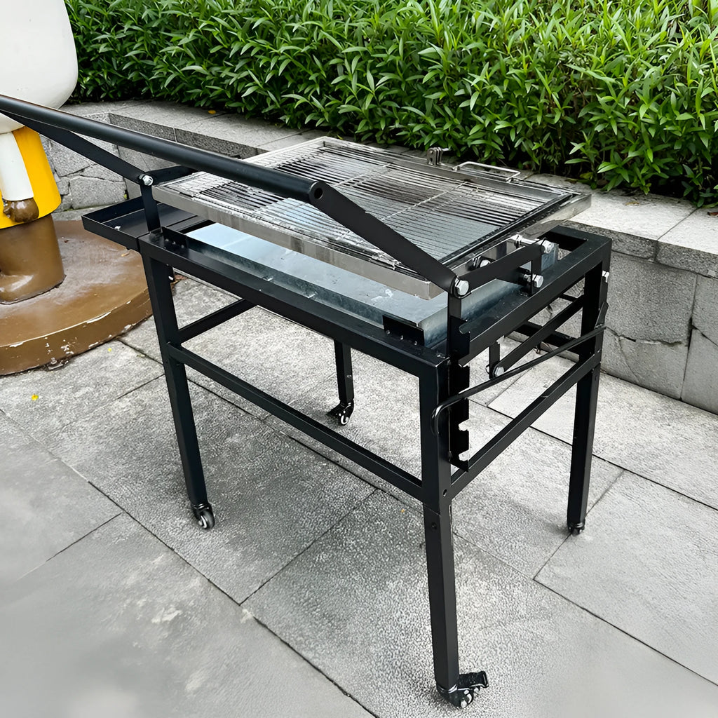 Large foldable charcoal BBQ grill stove with detachable components for outdoor courtyard cooking