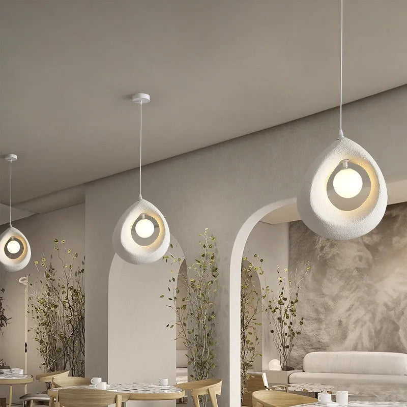 Modern retro pendant chandelier with cylindrical milk white lampshade