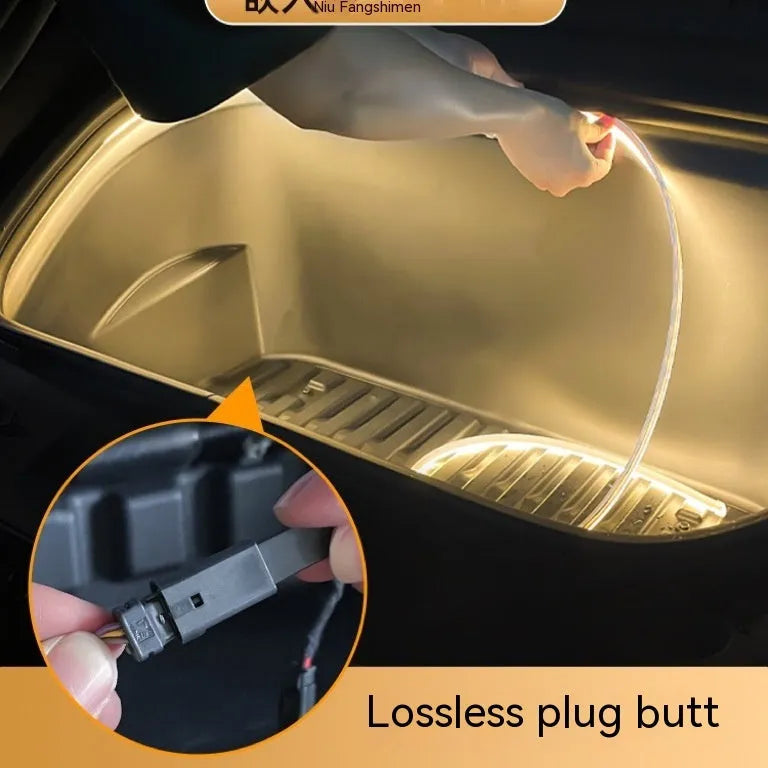 Tesla Model 3 Y front backup box ambience light interior modification with soft silicone light bar