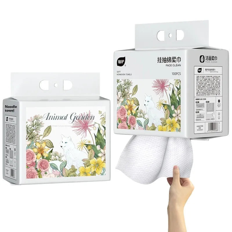 Disposable face cloth hanging removable soft towel roll with 100 sheets