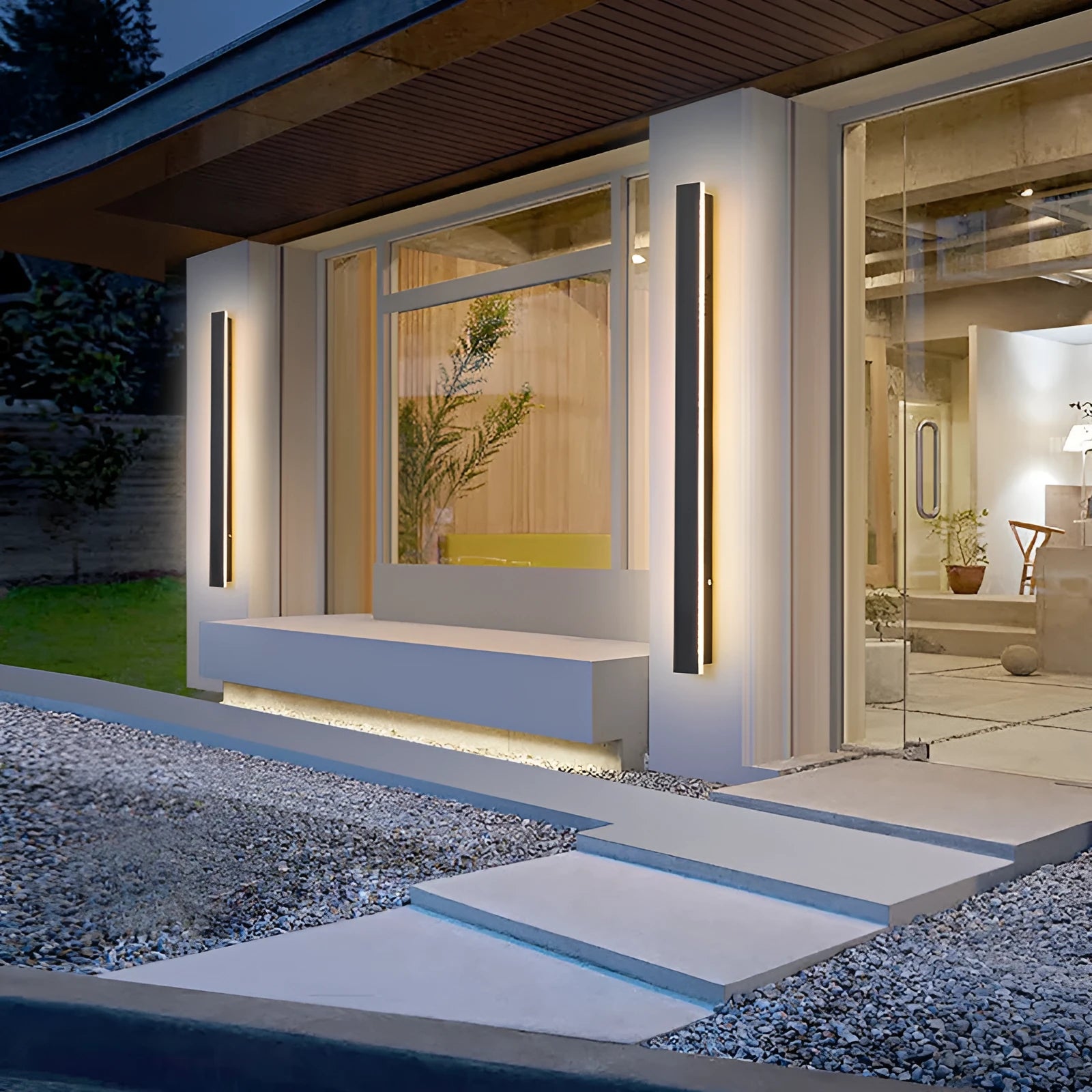Outdoor straight LED strip wall lamp with wrought iron shell, 150cm length, IP65 waterproof rating