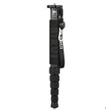 Black carbon fibre SLR camera monopod extended to full 1540mm height with six telescopic sections