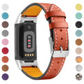 Genuine leather strap for Fitbit Charge 5 and Charge 6 smartwatches in assorted colours.