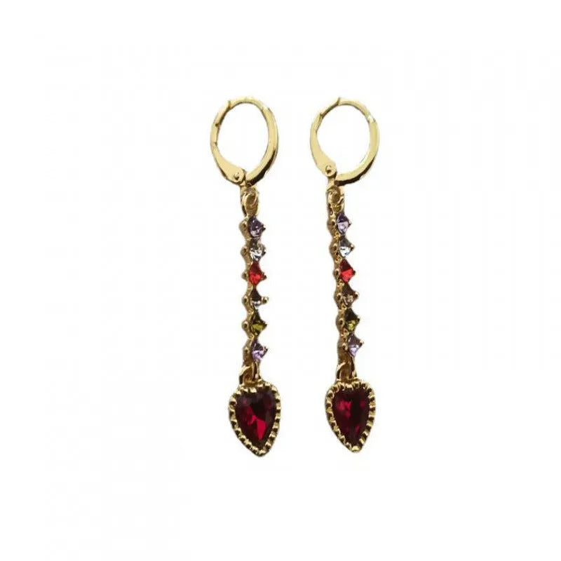 Heart-shaped women's earrings with metallic electroplated finish in gold or silver tone options